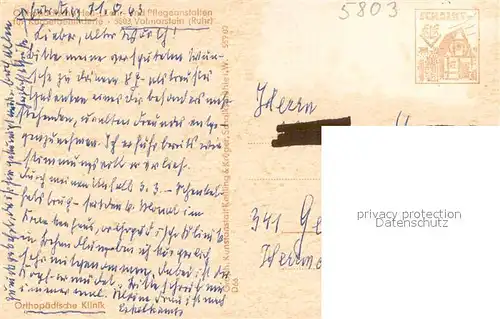 AK / Ansichtskarte Volmarstein Orthopaedische Heil Lehr und Pflegeanstalten fuer Koerperbehinderte Klinik Volmarstein