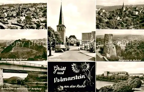 AK / Ansichtskarte Volmarstein Schlossberg mit Burgruine Ruhrbruecke Kliniken Hauptstrasse Volmarstein