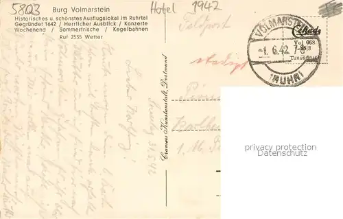 AK / Ansichtskarte Volmarstein Burghotel Volmarstein