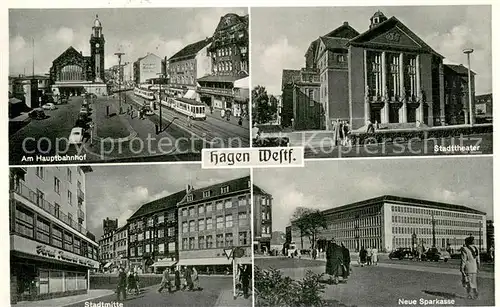 AK / Ansichtskarte Hagen_Westfalen Stadttheater Bahnhof Stadtmitte Sparkasse Hagen_Westfalen