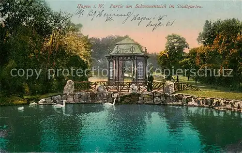 AK / Ansichtskarte Hagen_Westfalen Park am Schwanenteich im Stadtgarten Hagen_Westfalen