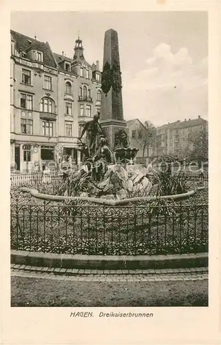 AK / Ansichtskarte Hagen_Westfalen Dreikaiserbrunnen Hagen_Westfalen