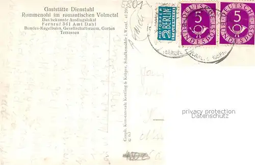 AK / Ansichtskarte Rummenohl Gaststaette Dienstuhl Terrasse Rummenohl