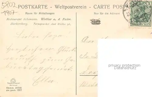 AK / Ansichtskarte Wetter_Ruhr Partie auf dem Harkortberg Restaurant Schemann Wetter Ruhr