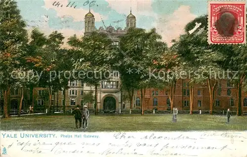 AK / Ansichtskarte New_Haven_Connecticut Yale University Phelps Hall Gateway 