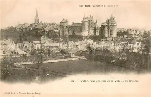 AK / Ansichtskarte Vitre_d_Ille et Vilaine Vue generale de la Ville et du Chateau Vitre_d_Ille et Vilaine