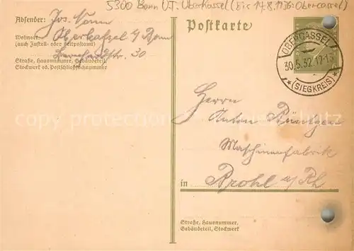 AK / Ansichtskarte Oberkassel_Bonn Korrespondenz Oberkassel Bonn