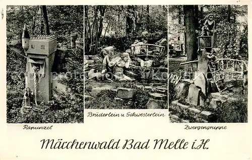 AK / Ansichtskarte Bad_Melle_Osnabrueck Maerchenwald Rapunzel Bruederlein und Schwesterlein Zwergengruppe Bad_Melle_Osnabrueck