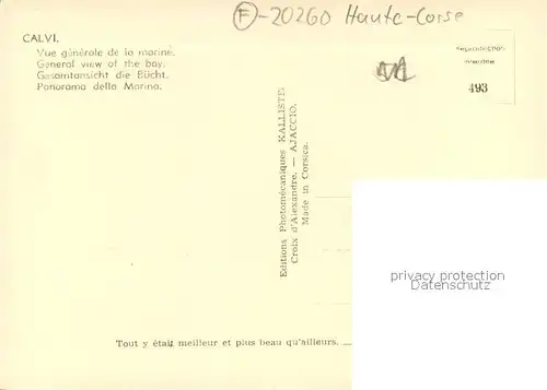 AK / Ansichtskarte Calvi Vue generale de la marine Calvi