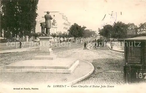 AK / Ansichtskarte Lorient_56_Bretagne Cours Chazelles et Statue Jules Simon 