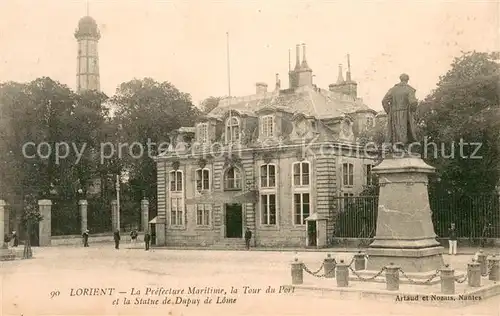 AK / Ansichtskarte Lorient_56_Bretagne La Prefecture Maritie la Tour du Port et la Statue de Dupuy de Lome 