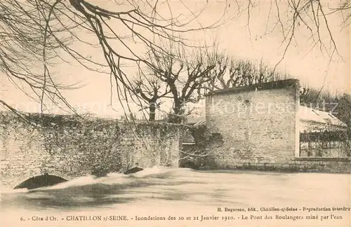 AK / Ansichtskarte Chatillon sur Seine Inondations des Janvier 1910 Le Pont des Boulangers mine par l eau Chatillon sur Seine