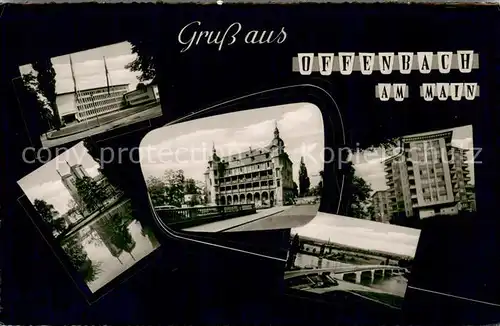 AK / Ansichtskarte Offenbach_Main Motive Innenstadt Gebaeude Hochhaus Kirche Mainbruecke Offenbach Main