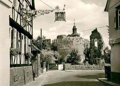 AK / Ansichtskarte Dreieichenhain Burg Hayn Burgruine Gaststaette Zur alten Burg Fachwerkhaus Dreieichenhain