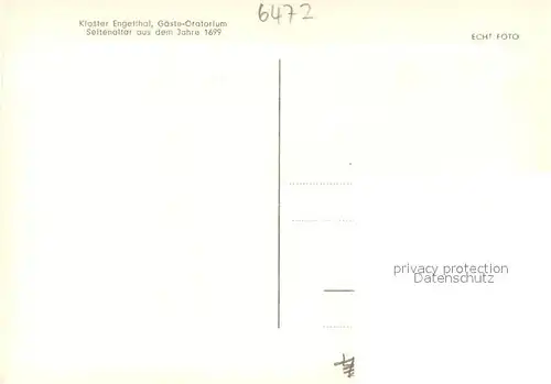 AK / Ansichtskarte Altenstadt_Hessen Kloster Engelthal in der Wetterau Gaeste Oratorium Seitenaltar 17. Jhdt. Altenstadt_Hessen