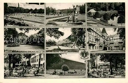 AK / Ansichtskarte Bad_Rothenfelde Sole Freibad Brunnen Kahnteich Badehaus Saline Kurhaus Kurgarten Musikpavillon Kurort Teutoburger Wald Bad_Rothenfelde