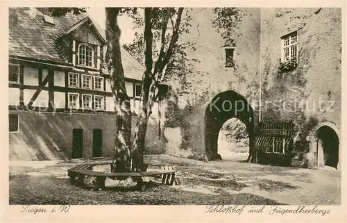 AK / Ansichtskarte Siegen_Westfalen Schlosshof und Jugendherberge Siegen_Westfalen