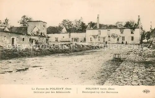 AK / Ansichtskarte Poligny_Seine et Marne La Ferme de Poligny Detruite par les Allemands Poligny Seine et Marne