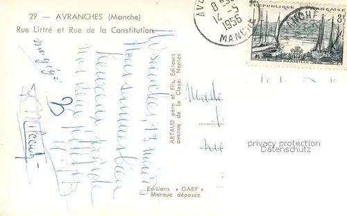 AK / Ansichtskarte Avranches_50 Rue Littre et Rue de la Constitution 