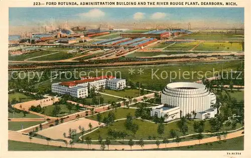 AK / Ansichtskarte Dearborn_Michigan Ford Rotunda Administration Building and the River Rouge Plant 