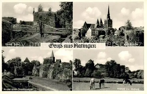 AK / Ansichtskarte Ratingen Dicker Turm Kath Kirche An der alten Stadtmauer Haus zu Haus Ratingen