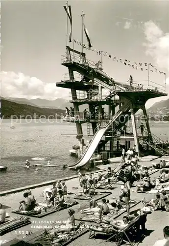 AK / Ansichtskarte Millstatt_Millstaettersee Strandbad mit Sprungturm Millstatt_Millstaettersee