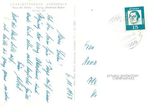 AK / Ansichtskarte Herrenalb_Schwarzwald Charlottenruhe Herrenalb Haus der Kirche Ev Akademie Baden 