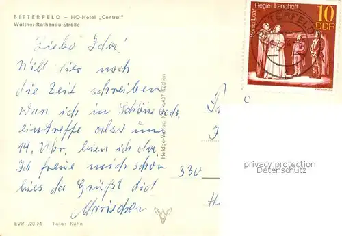 AK / Ansichtskarte Bitterfeld HO Hotel Central Bitterfeld