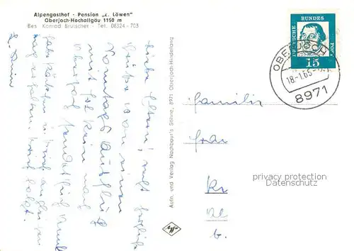 AK / Ansichtskarte Oberjoch Alpengasthof Pension zum Loewen Oberjoch