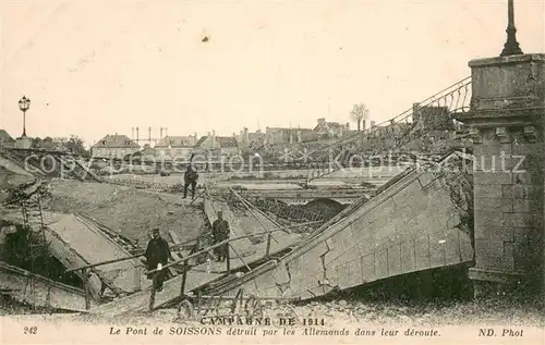 AK / Ansichtskarte Soissons_02_Aisne Le Pont de Soissons detruit par les Allemands dans leur deroute 