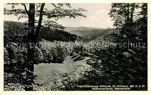 AK / Ansichtskarte Kuehhude Jugendherberge Landschaftspanorama Mennertetal Kuehhude