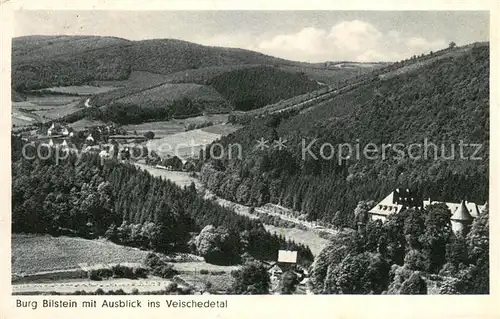 AK / Ansichtskarte Bilstein_Sauerland Panorama mit Burg Bilstein Veischedetal Kupfertiefdruck Bilstein_Sauerland