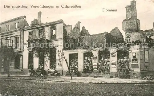 AK / Ansichtskarte Domnau_Ostpreussen Zerstoerung des Dorfes durch die Russen Domnau_Ostpreussen