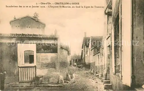 AK / Ansichtskarte Chatillon sur Seine Inondations des Janvier 1910 Impasse St Maurice au fond la Ligne du Tramway Chatillon sur Seine