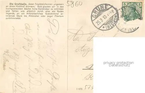 AK / Ansichtskarte Gruene_Iserlohn Dechenhoehle Grufthalle Tropfsteine Gruene Iserlohn