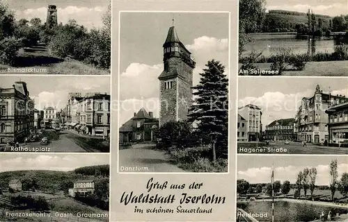 AK / Ansichtskarte Iserlohn Danzturm Seilersee Heidebad Bismarckturm  Gasthof Graumann Iserlohn