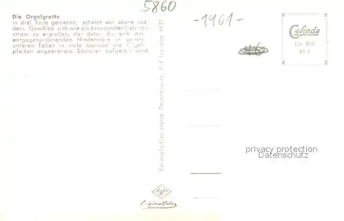 AK / Ansichtskarte Dechenhoehle_Iserlohn Orgelgrotte 