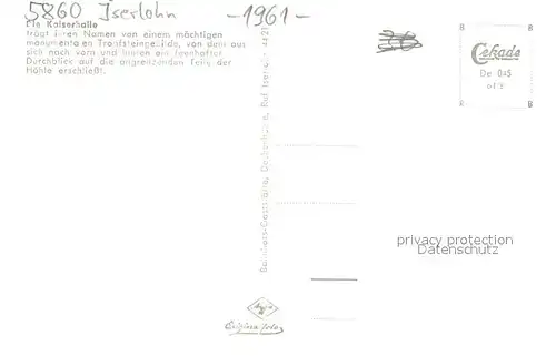 AK / Ansichtskarte Dechenhoehle_Iserlohn Kaiserhalle 