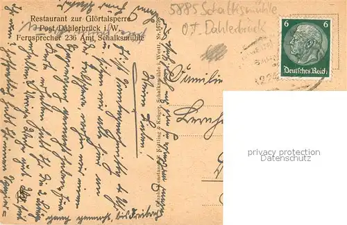 AK / Ansichtskarte Schalksmuehle Gloertalsperre Schalksmuehle