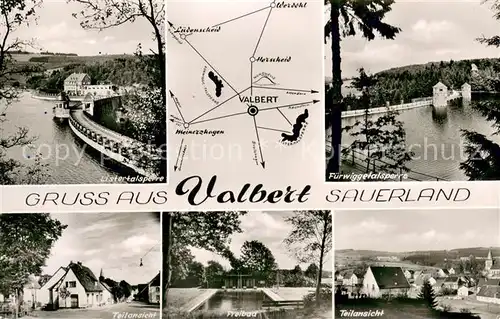 AK / Ansichtskarte Valbert Teilansicht Fuerwiggetalsperre Listertalsperre Freibad Valbert