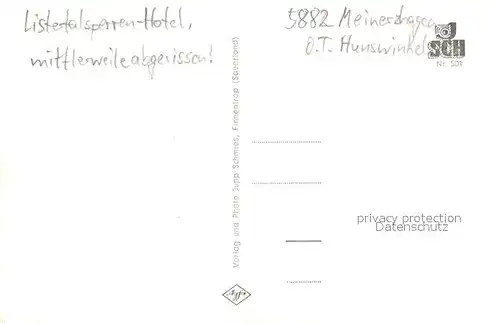 AK / Ansichtskarte Meinerzhagen Lister Talsperre Hotel Meinerzhagen