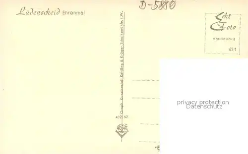 AK / Ansichtskarte Luedenscheid Ehrenmal Luedenscheid