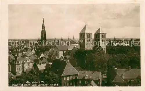 AK / Ansichtskarte Muenster_Westfalen Gotalansicht mit Dom und Lambertikirche Muenster_Westfalen