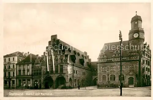 AK / Ansichtskarte Dortmund Markt Rathaus Restaurant Zur Krone Dortmund