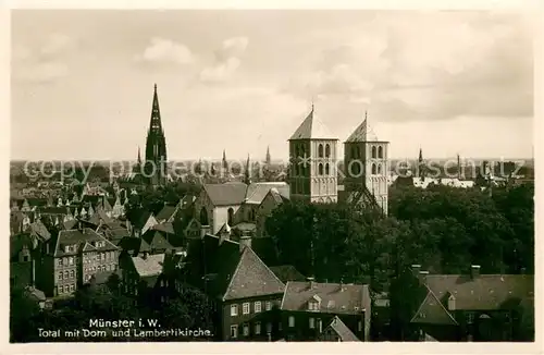 AK / Ansichtskarte Muenster_Westfalen Stadtbild mit Dom und Lambertikirche Muenster_Westfalen