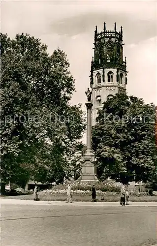 AK / Ansichtskarte Muenster_Westfalen Ludgerikirche und Mariensaeule Muenster_Westfalen