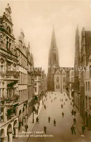 AK / Ansichtskarte Muenster_Westfalen Prinzipalmarkt mit Lambertikirche Muenster_Westfalen