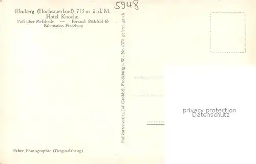 AK / Ansichtskarte Rimberg_Schmallenberg Panorama Blick zu Hotel Knoche Rimberg_Schmallenberg