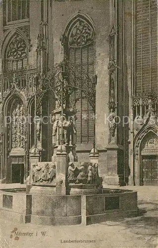 AK / Ansichtskarte Muenster_Westfalen Lambertusbrunnen vor der Lambertikirche Muenster_Westfalen