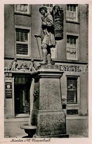 AK / Ansichtskarte Muenster_Westfalen Kiepenkerl Denkmal Statue Bromsilber Imitation Muenster_Westfalen